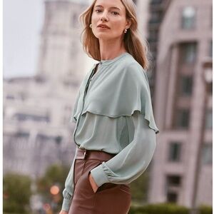LOFT Green Layered Blouse